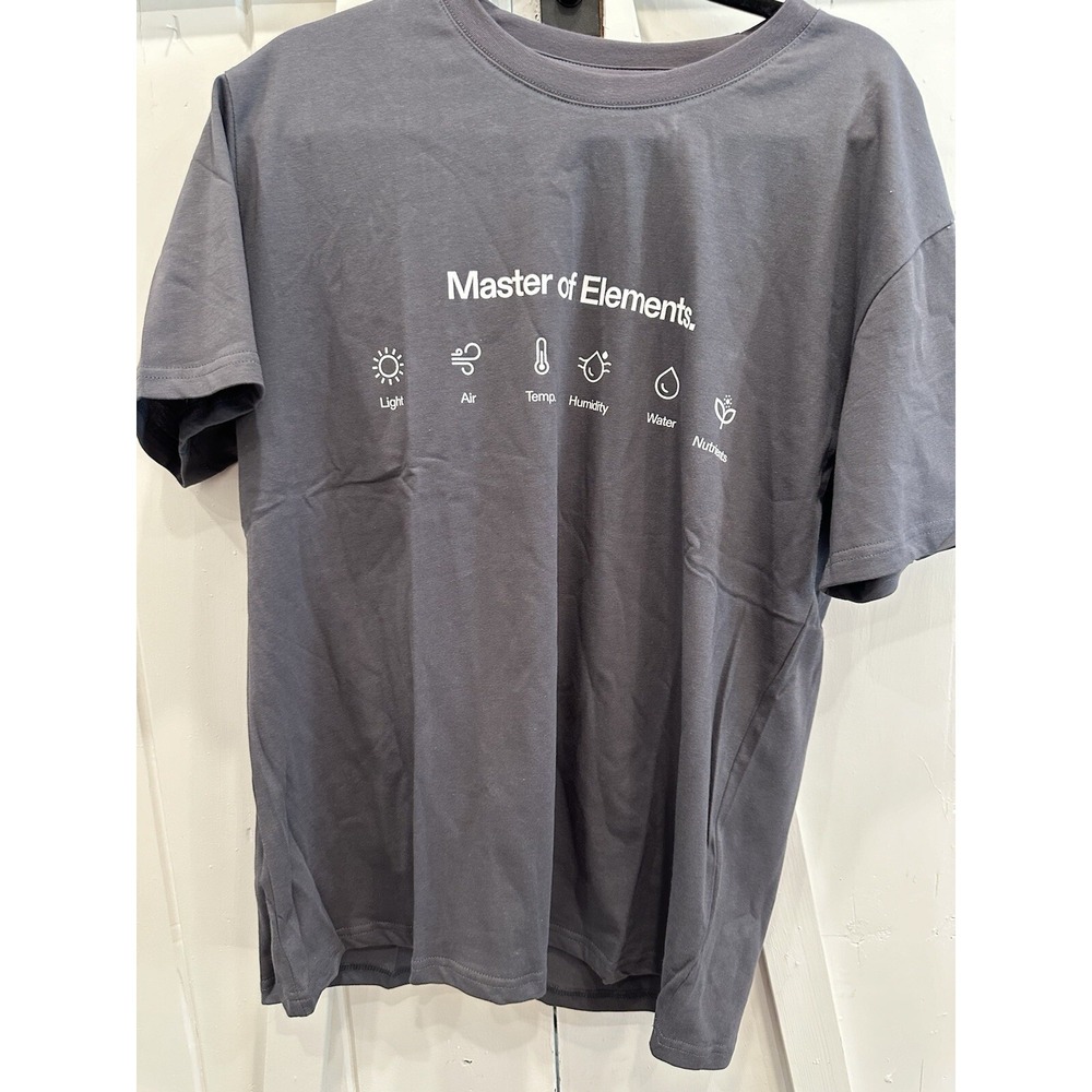 VIVOSUN Master of Elements Graphic T-Shirt Charcoal Gray Mens XL Gardening Tee
